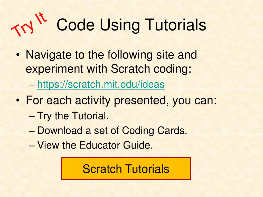 code using tutorials