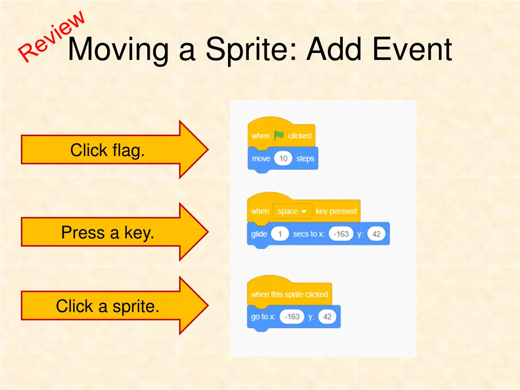 moving a sprite add event