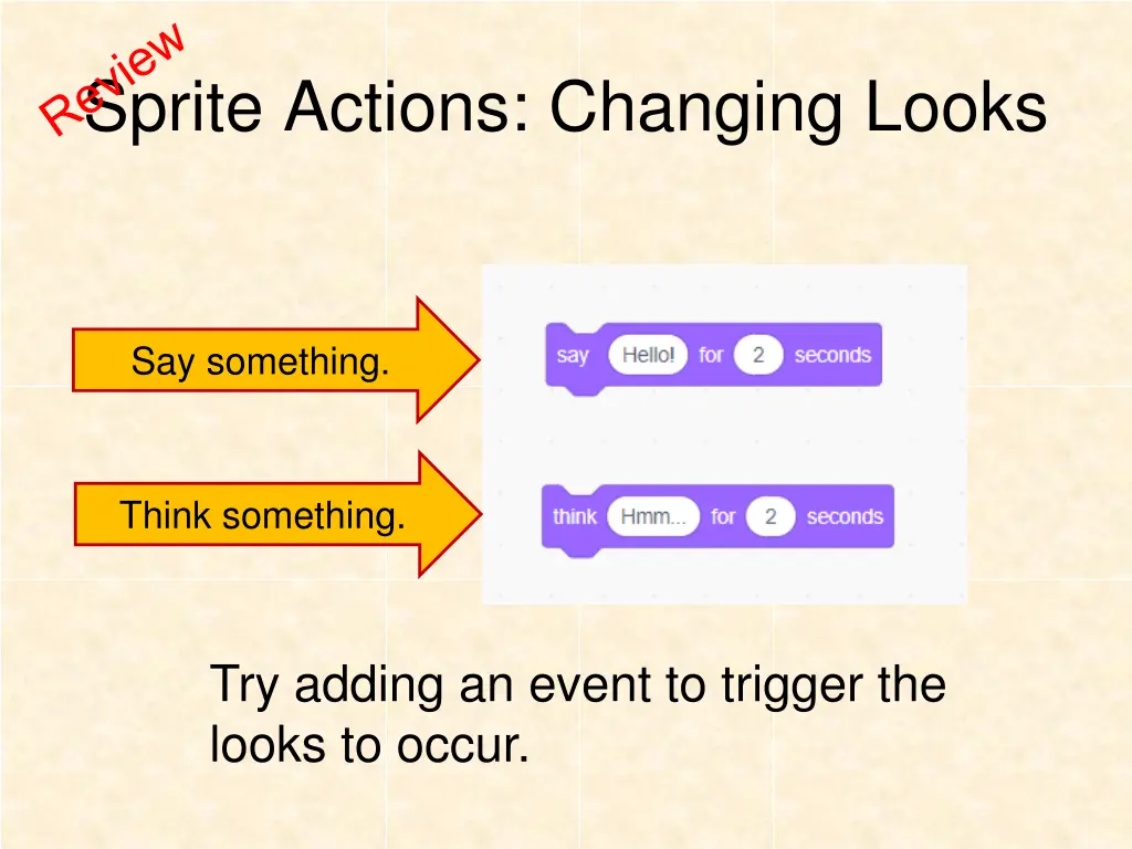sprite actions changing looks