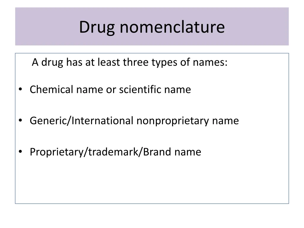 drug nomenclature