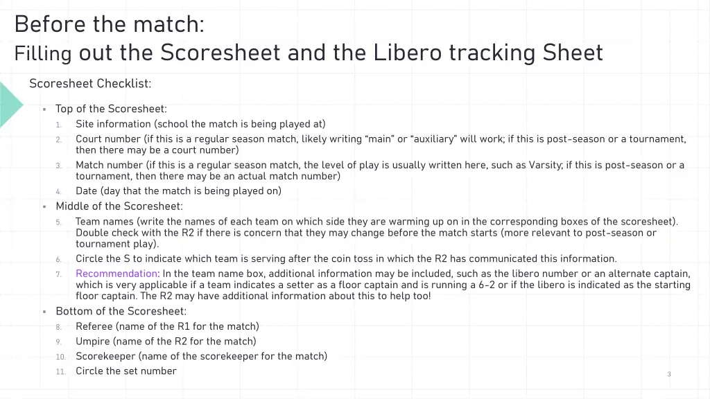 before the match filling out the scoresheet 1