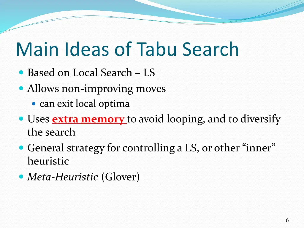 main ideas of tabu search