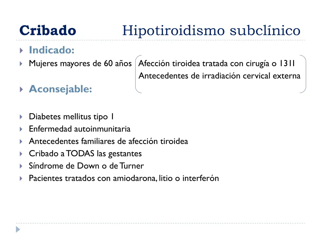 cribado hipotiroidismo subcl nico
