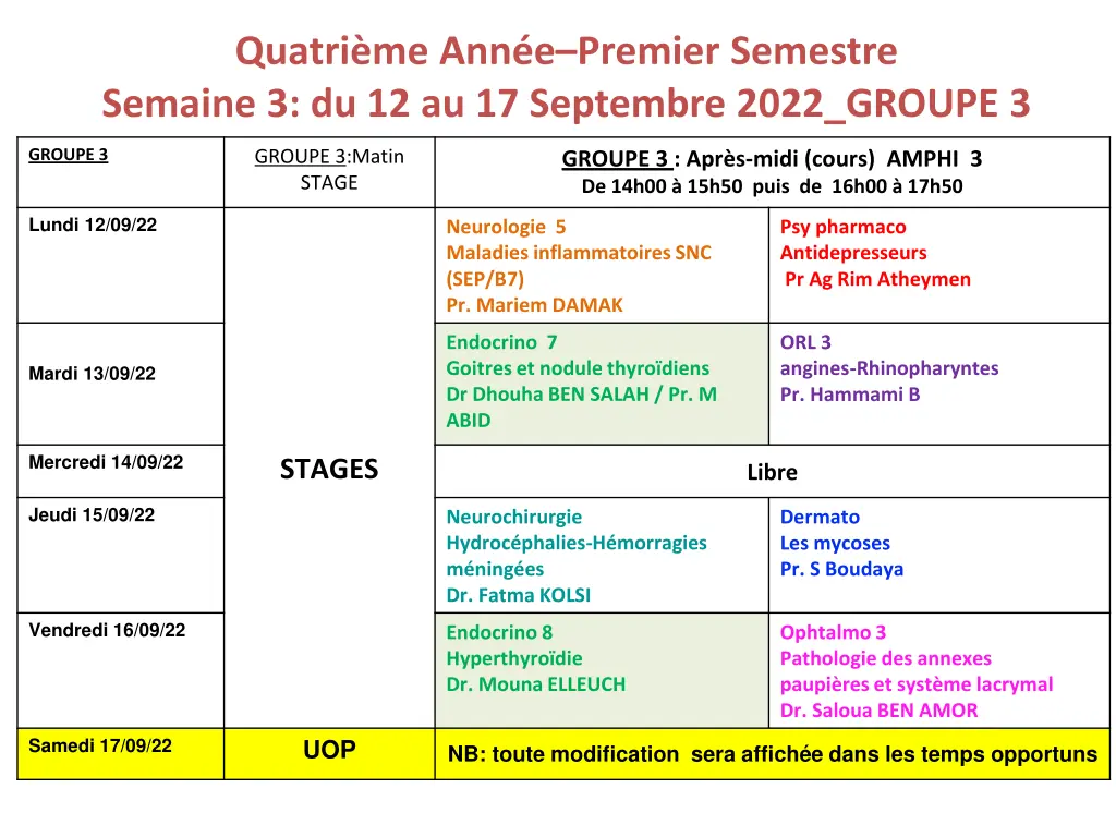 quatri me ann e premier semestre semaine 2