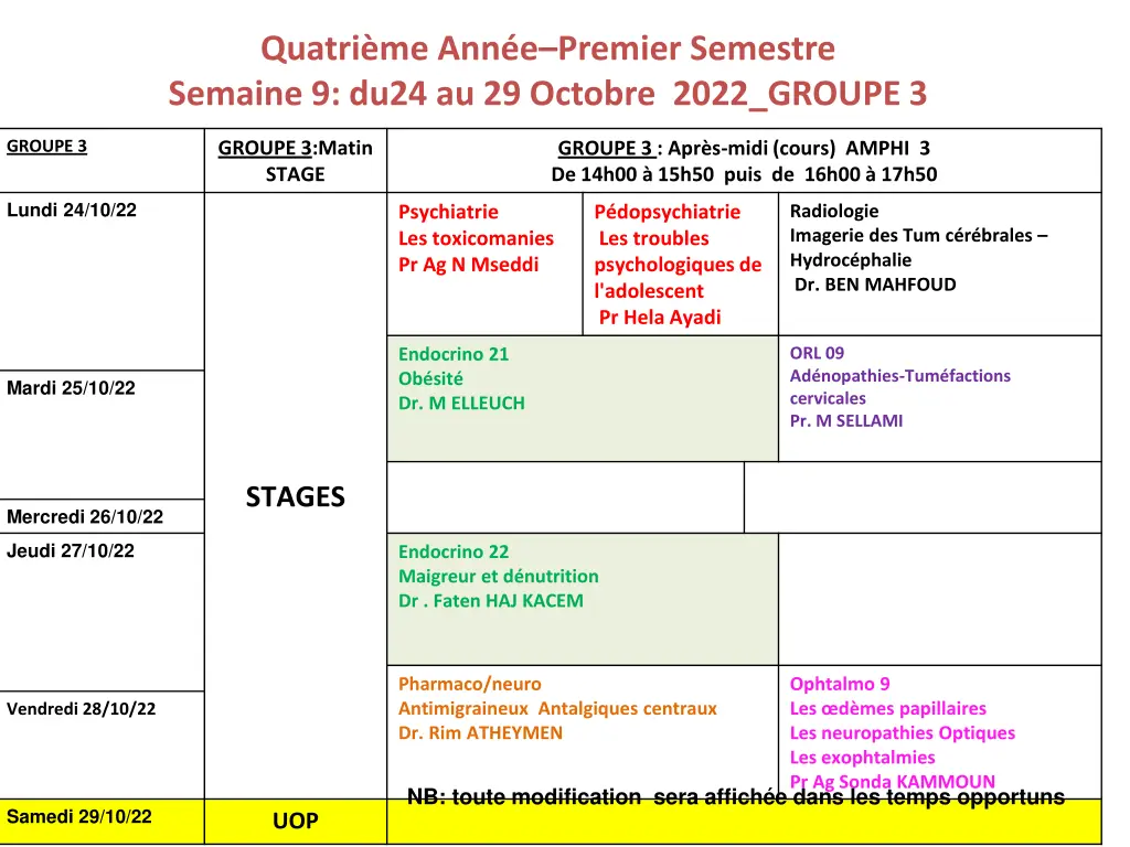 quatri me ann e premier semestre semaine 9 du24