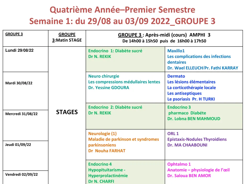 quatri me ann e premier semestre semaine