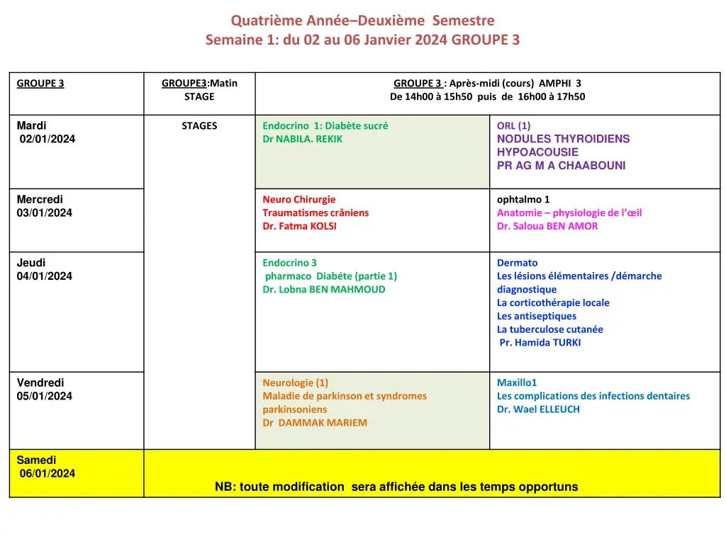 quatri me ann e deuxi me semestre semaine