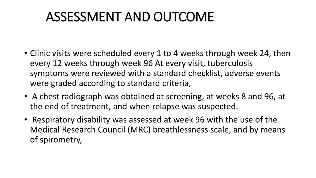 assessment and outcome assessment and outcome