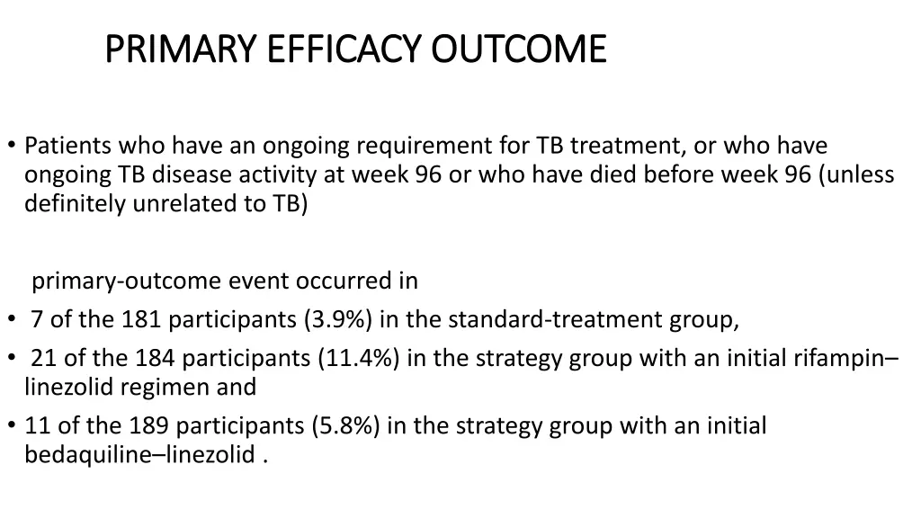 primary efficacy outcome primary efficacy outcome
