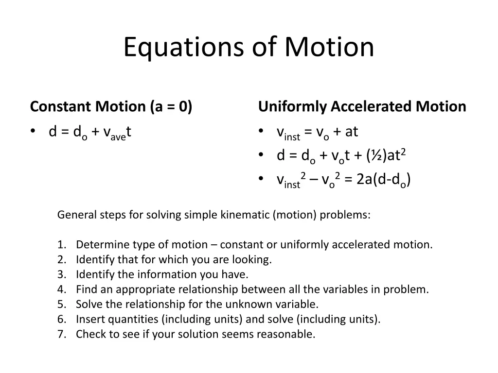 equations of motion