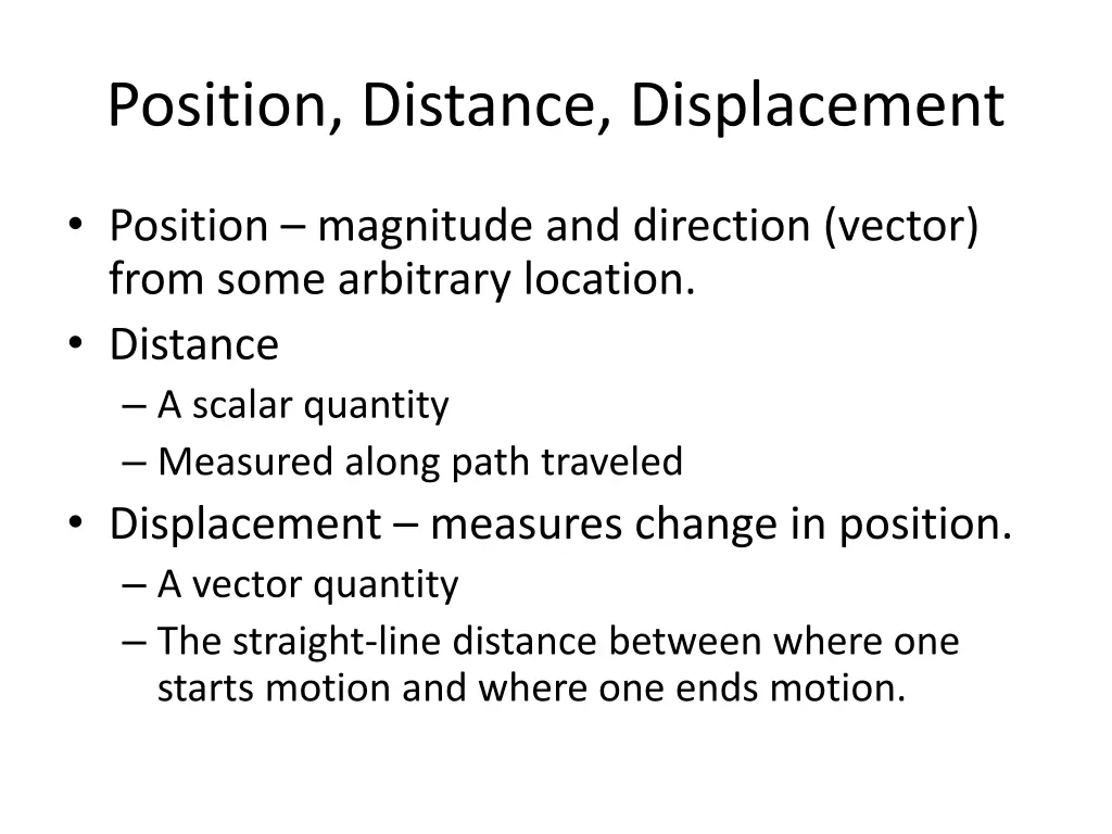 position distance displacement