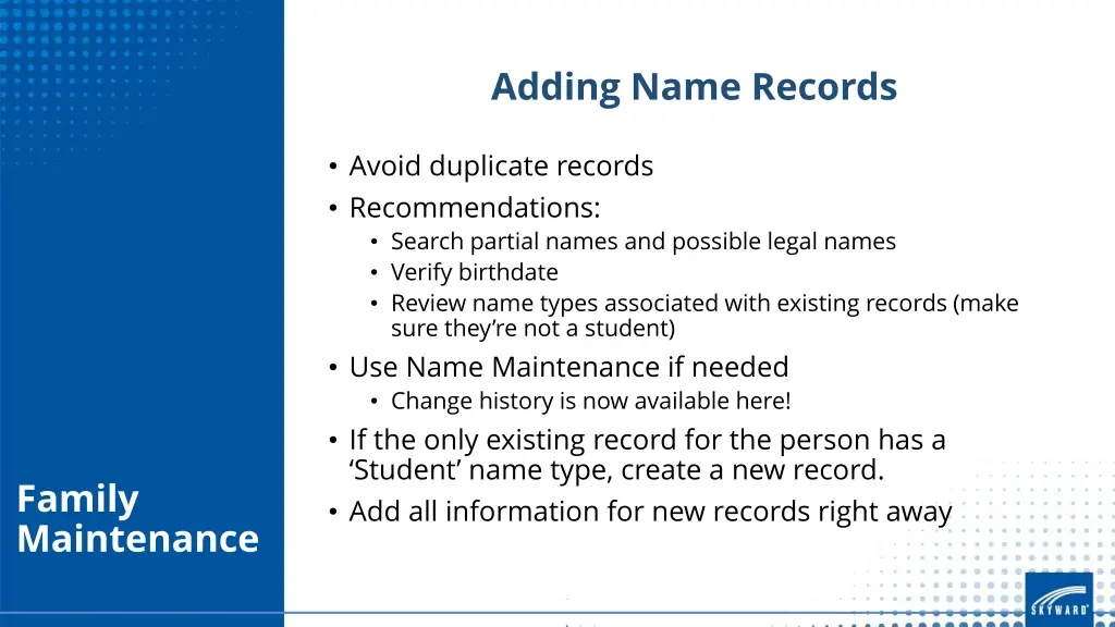 adding name records