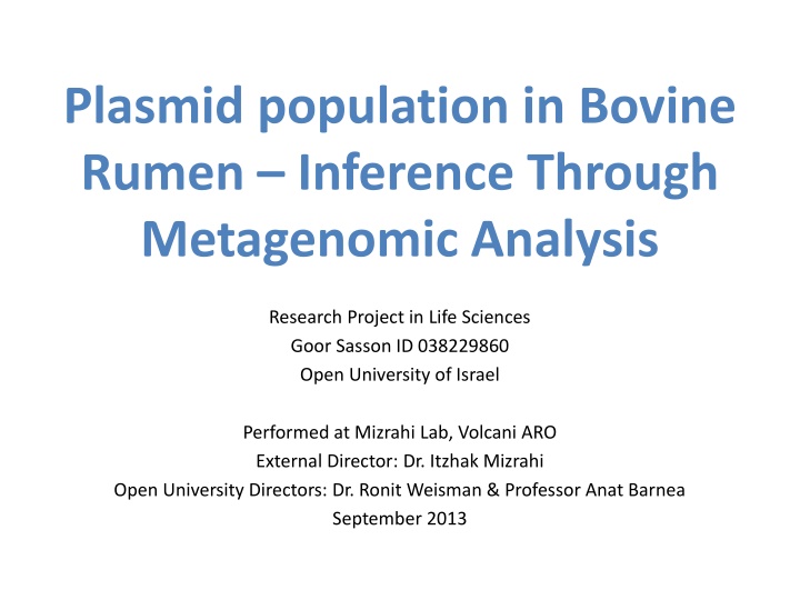 plasmid population in bovine rumen inference