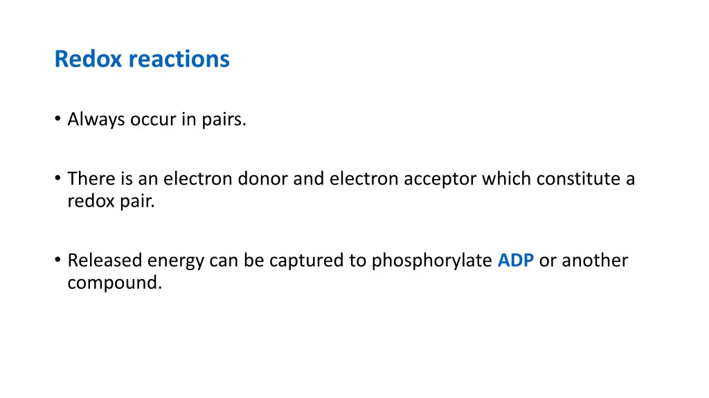 redox reactions