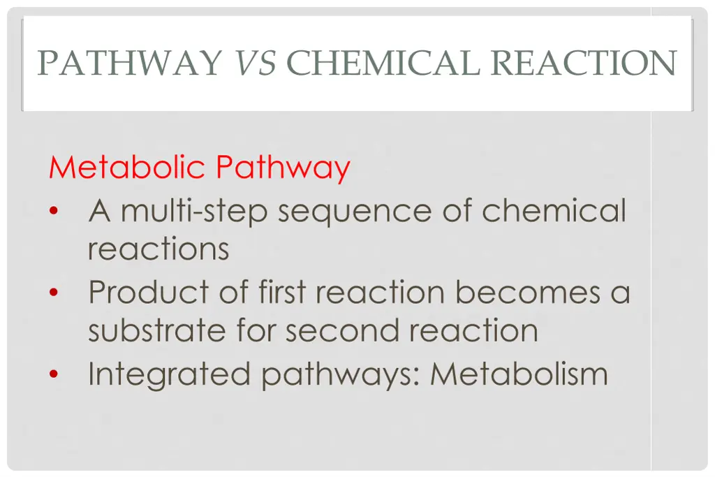 pathway vs chemical reaction