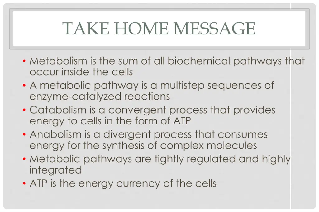 take home message