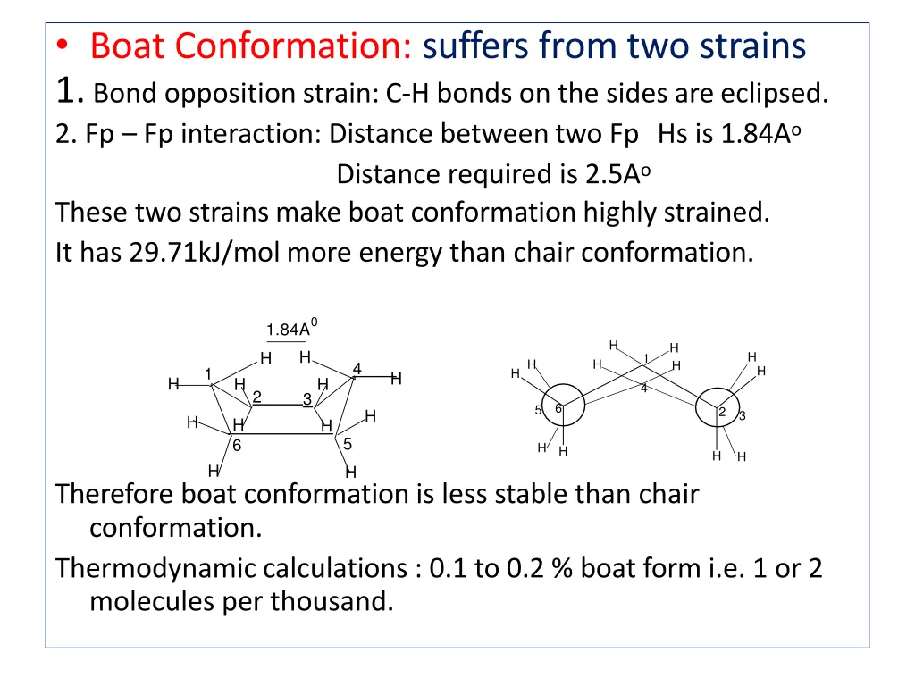 boat conformation suffers from two strains 1 bond