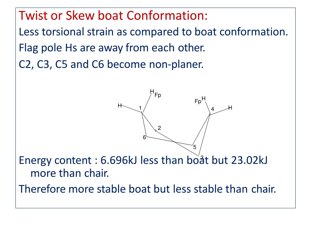 twist or skew boat conformation less torsional