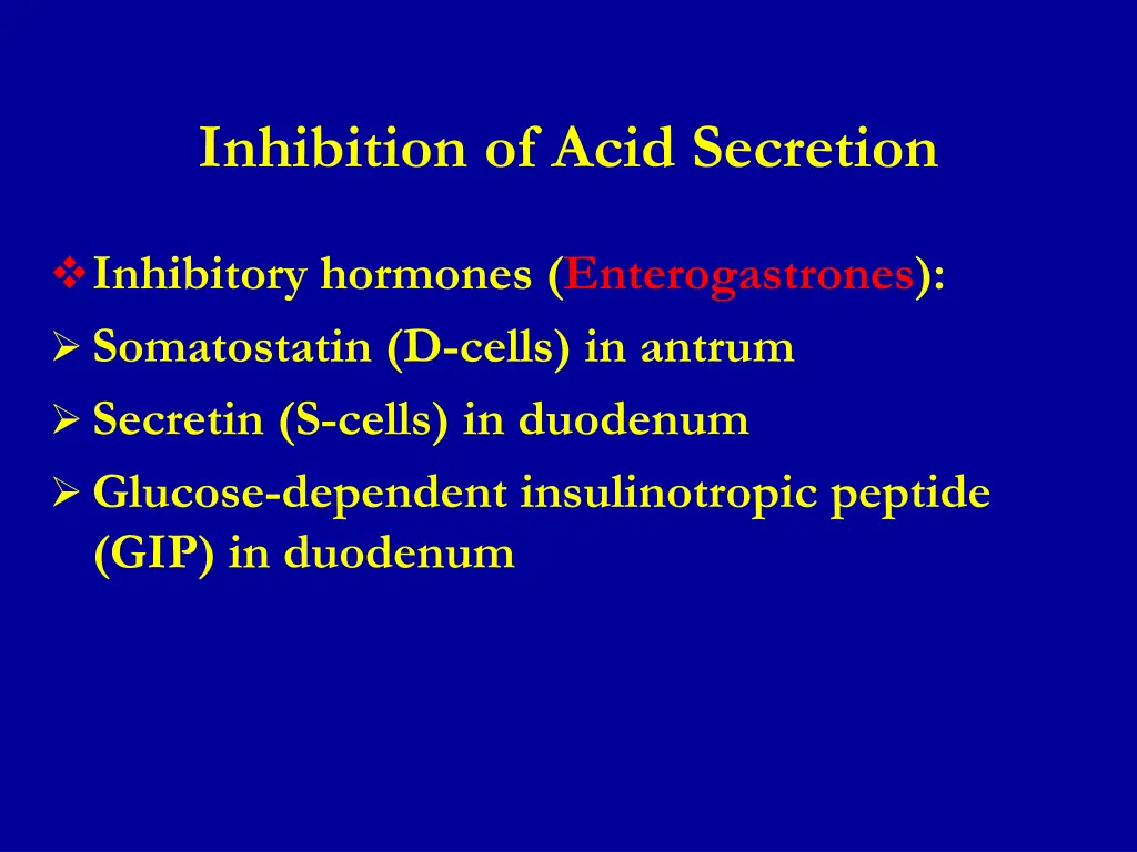 inhibition of acid secretion