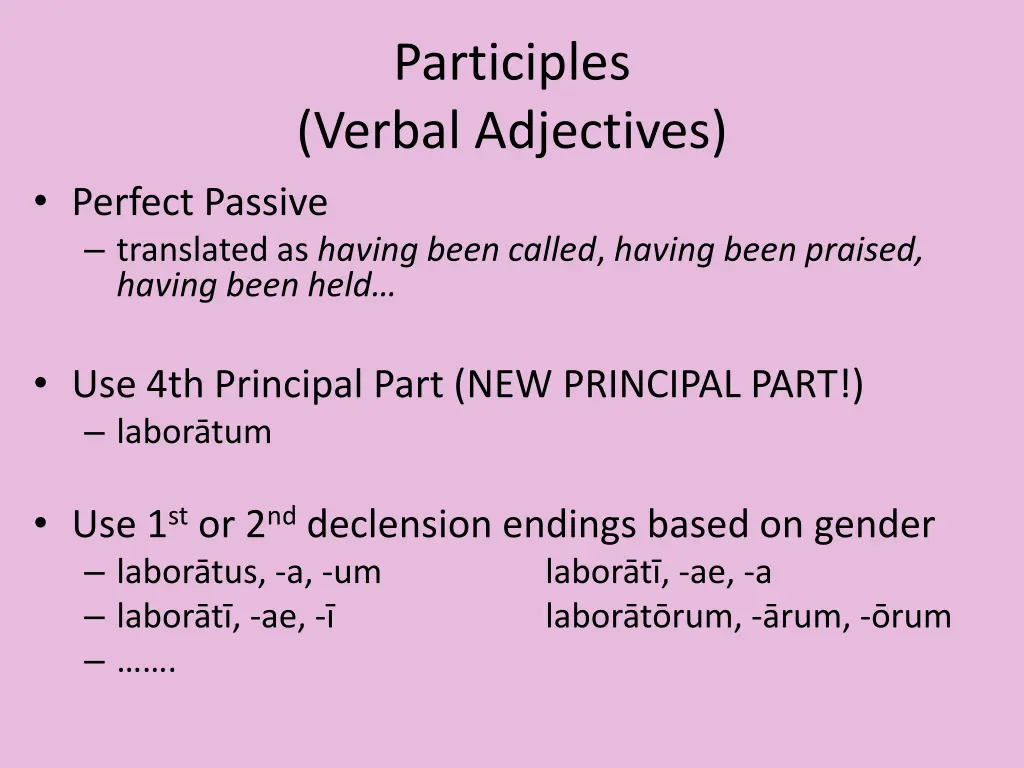 participles verbal adjectives