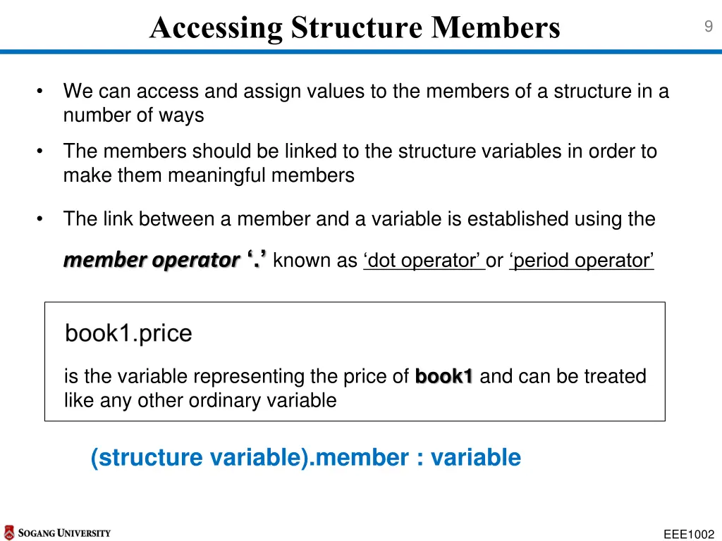 accessing structure members