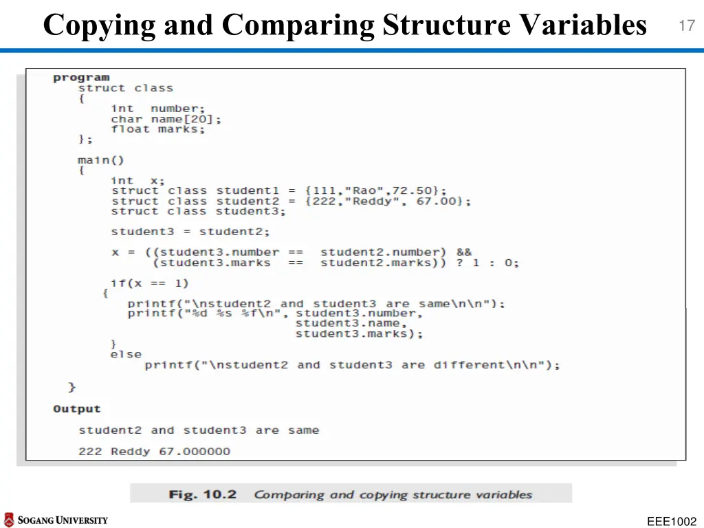 copying and comparing structure variables 1