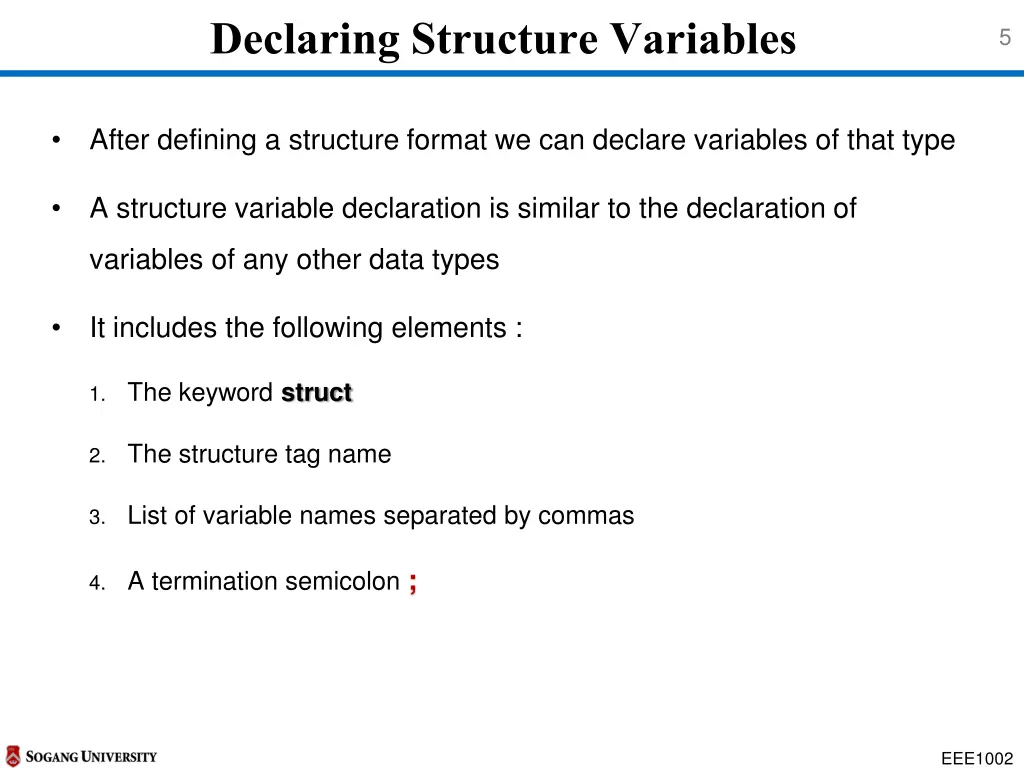 declaring structure variables