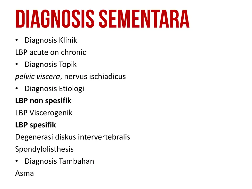 diagnosis klinik lbp acute on chronic diagnosis