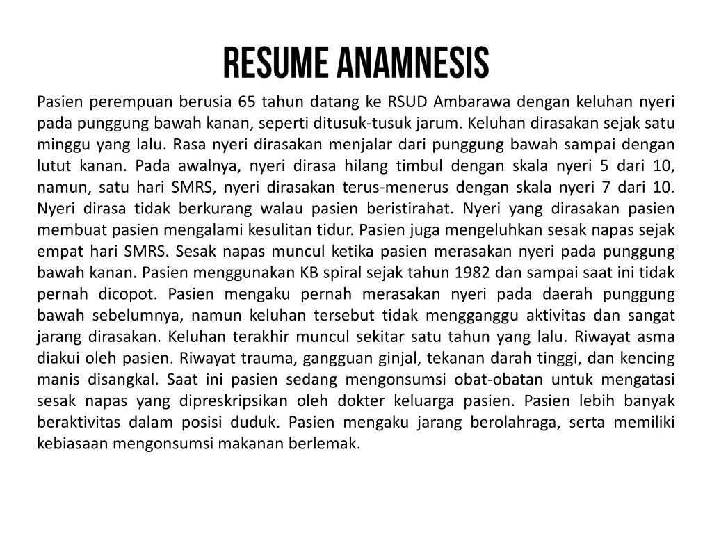 pasien perempuan berusia 65 tahun datang ke rsud