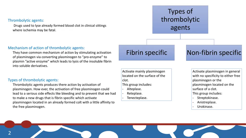 types of thrombolytic agents
