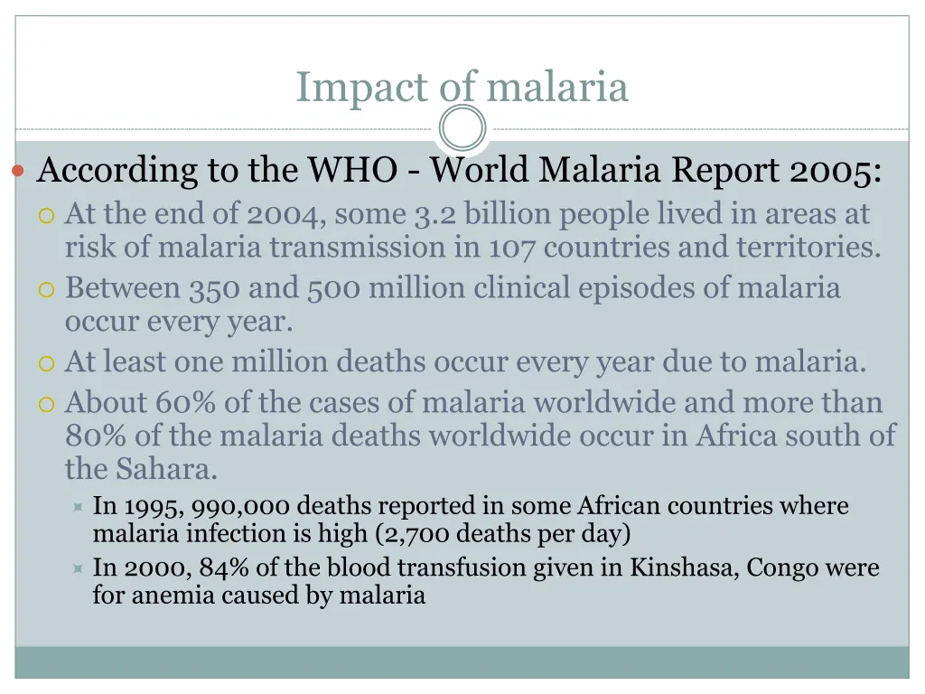 impact of malaria
