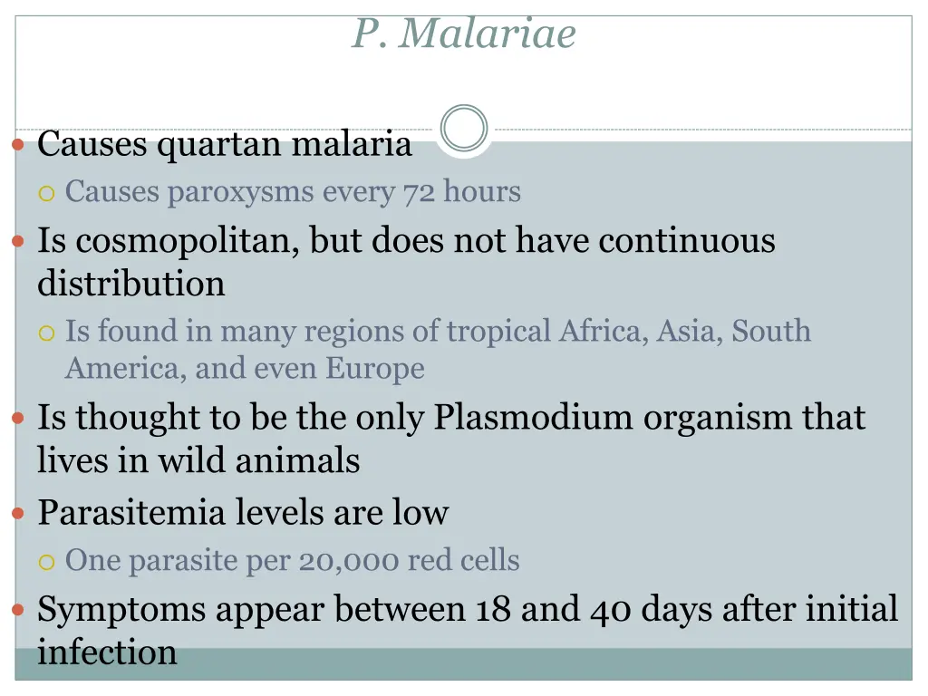 p malariae
