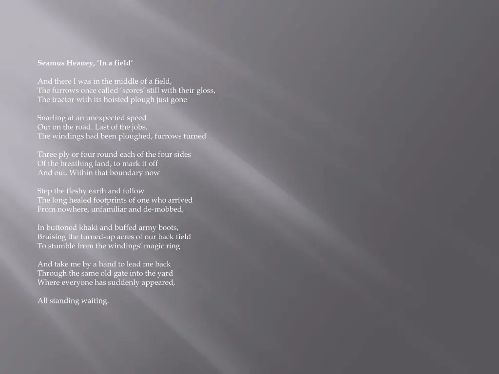 seamus heaney in a field