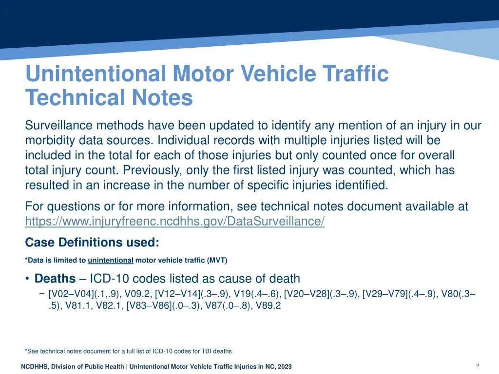 unintentional motor vehicle traffic technical