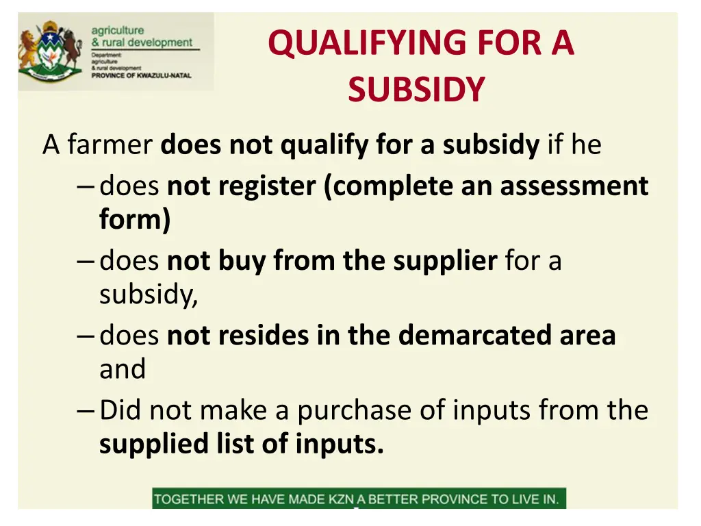 qualifying for a subsidy 1