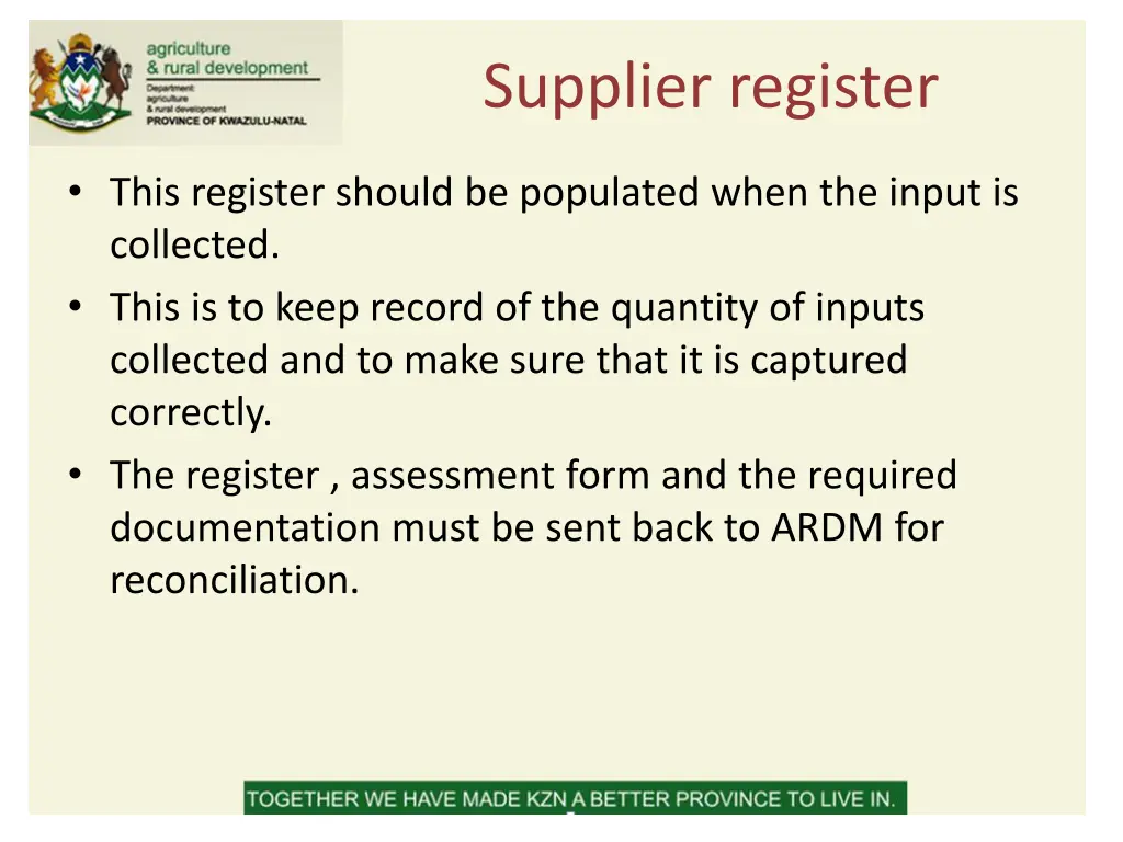 supplier register