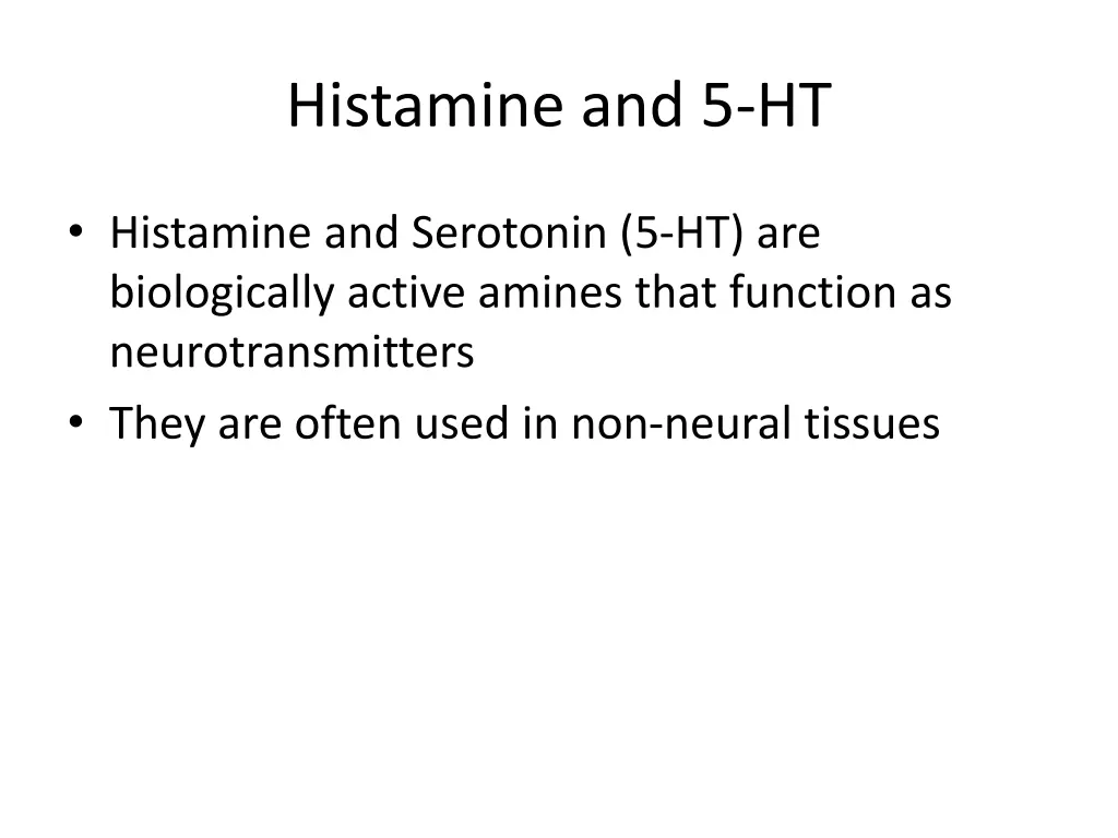 histamine and 5 ht