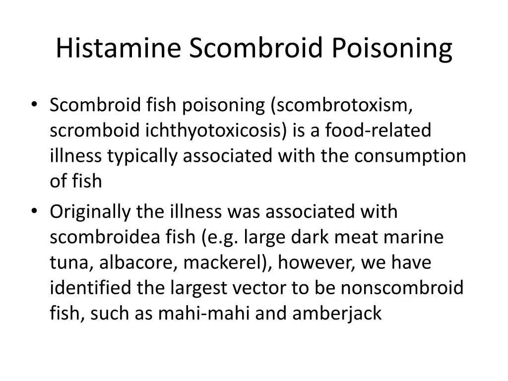 histamine scombroid poisoning