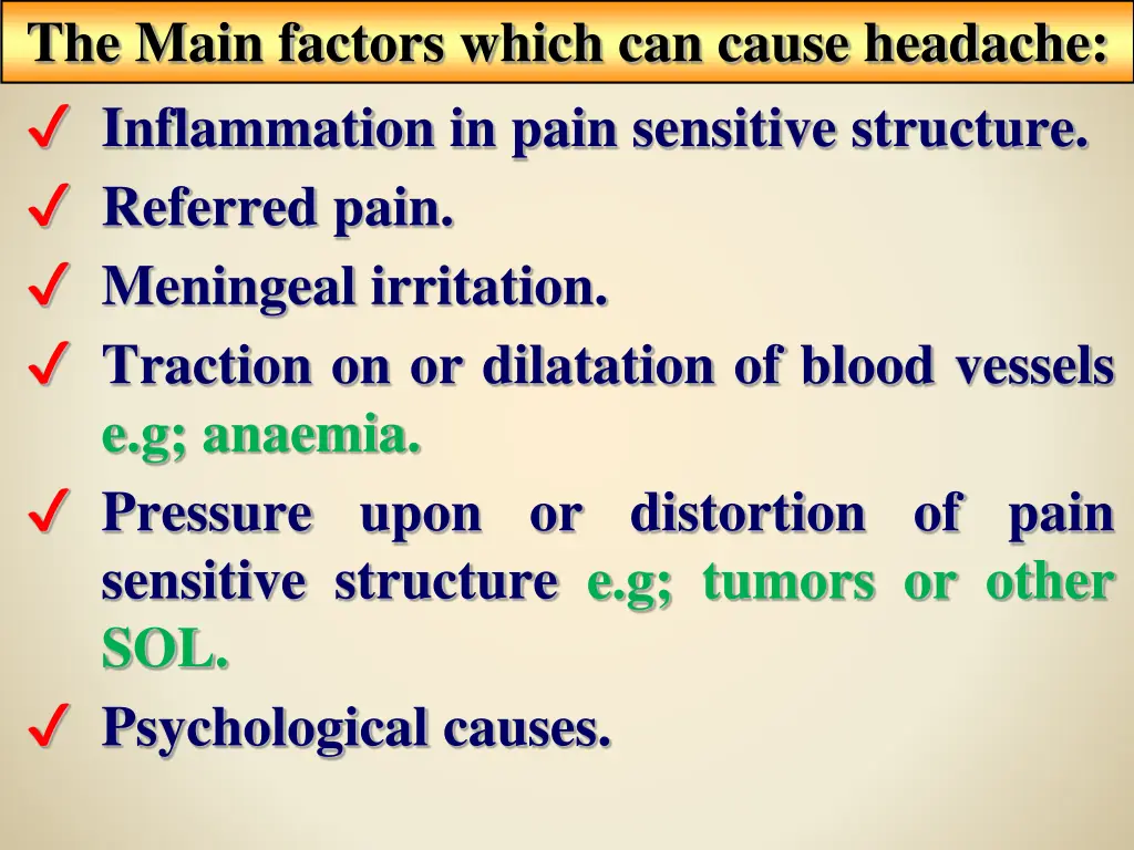 the main factors which can cause headache