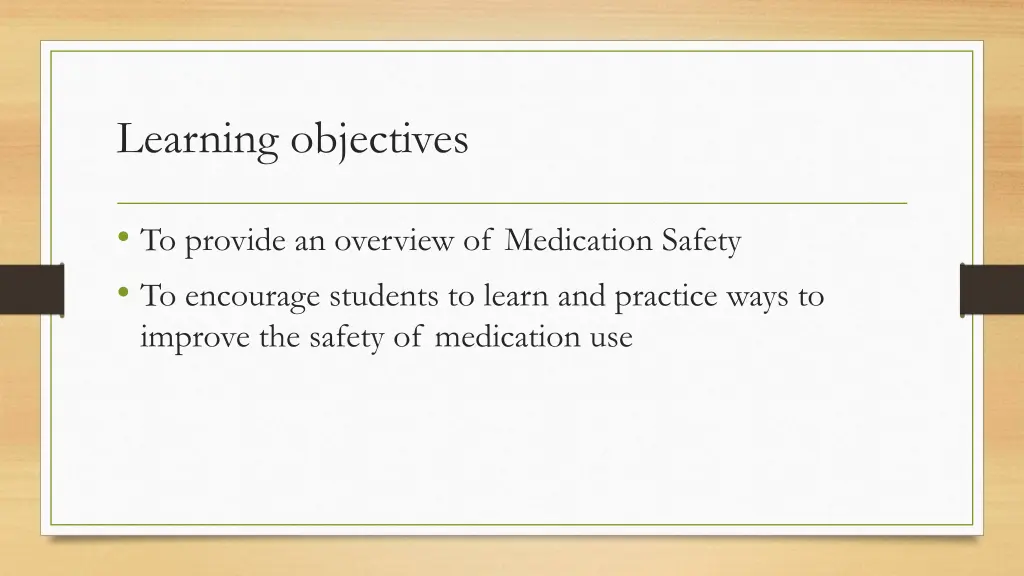 learning objectives