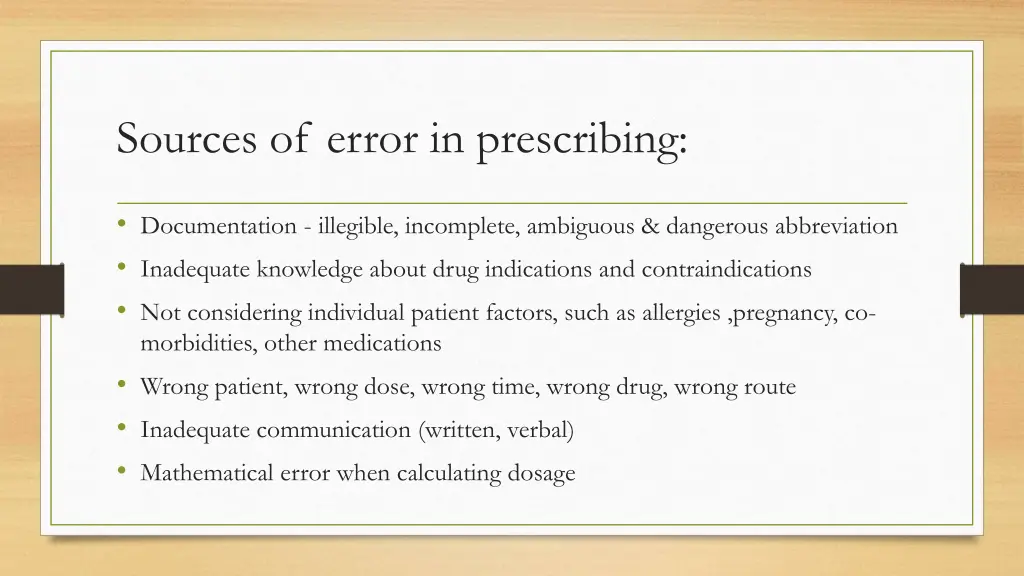 sources of error in prescribing