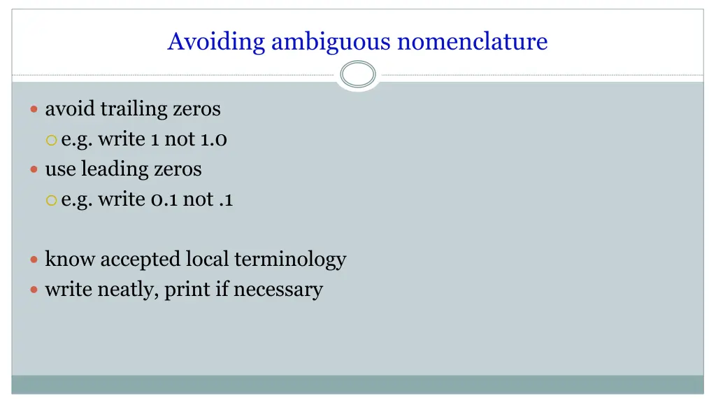 avoiding ambiguous nomenclature