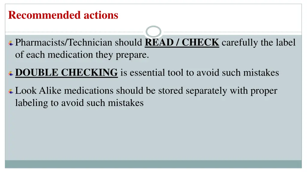 recommended actions
