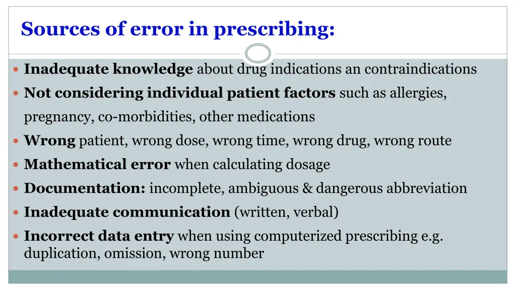 sources of error in prescribing