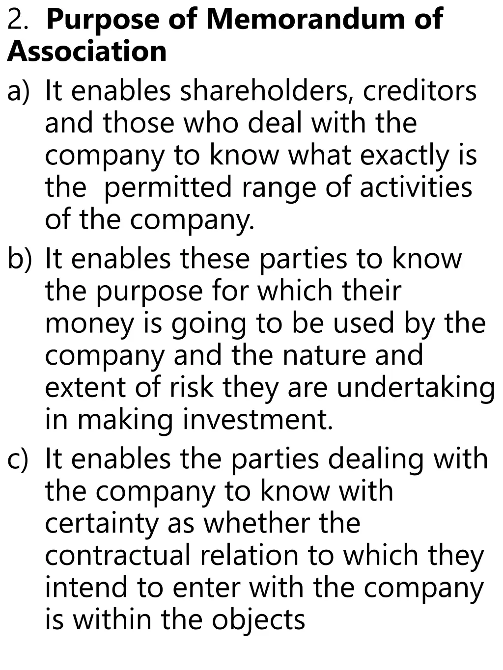 2 purpose of memorandum of association
