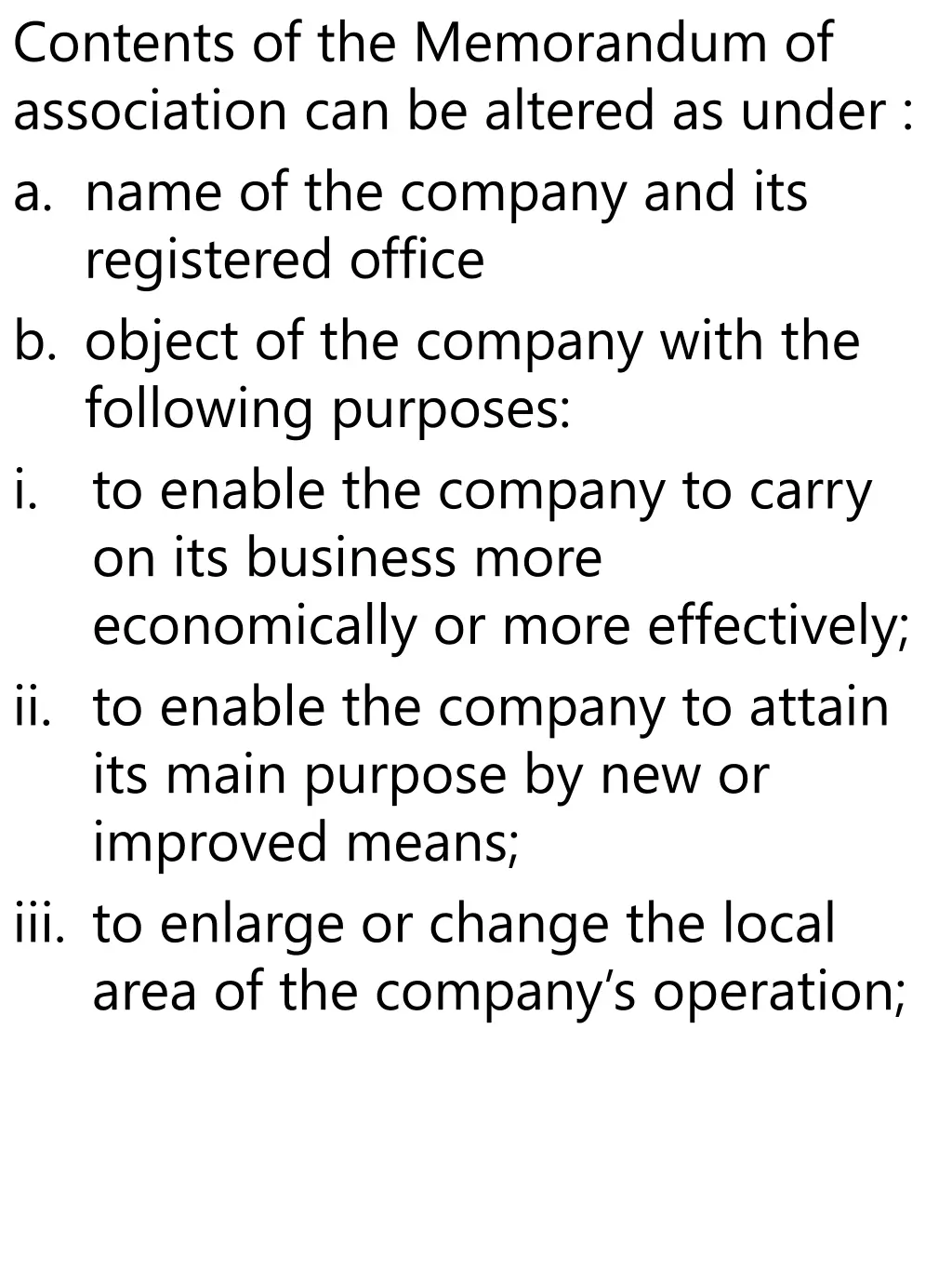 contents of the memorandum of association