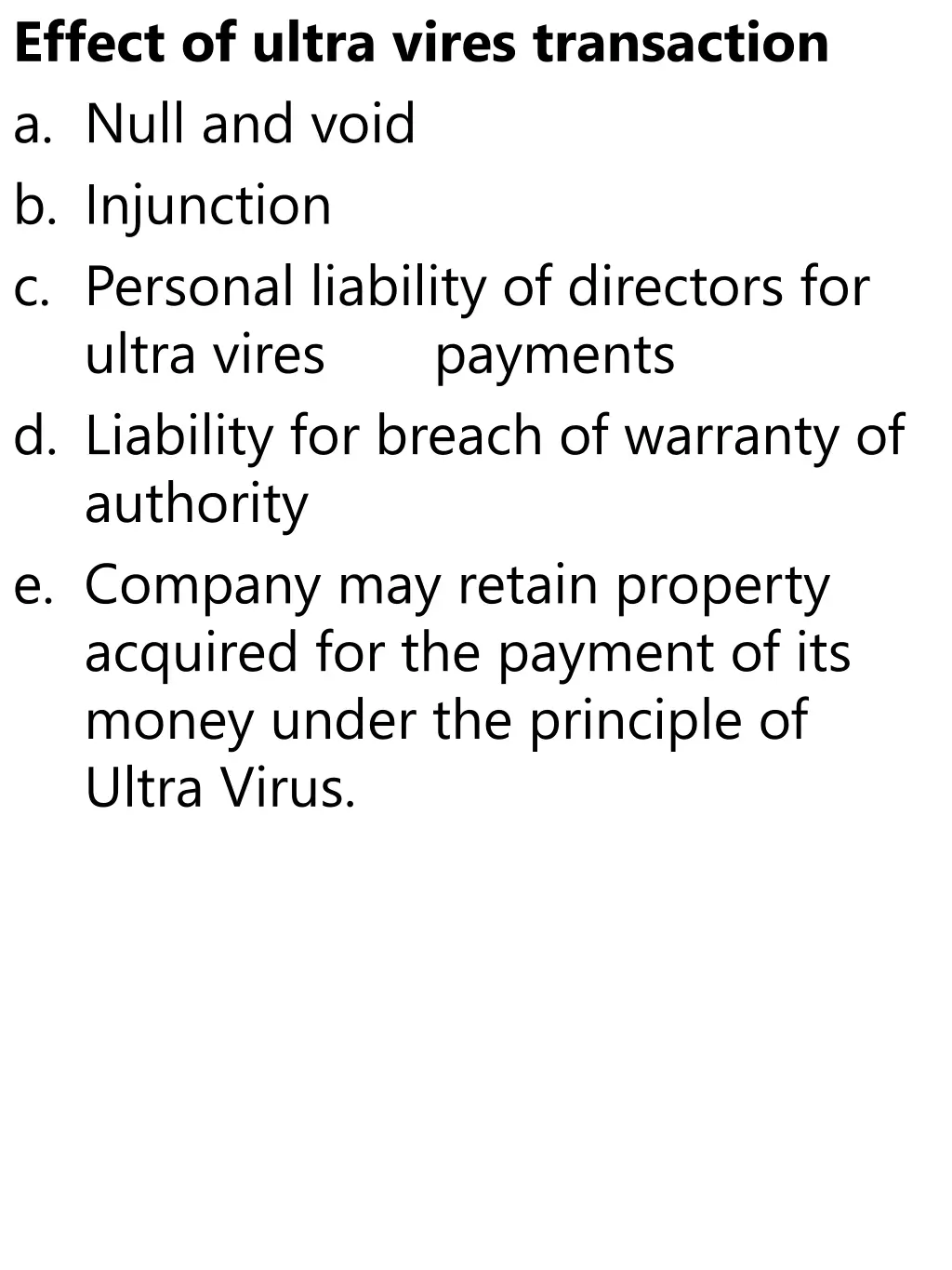 effect of ultra vires transaction a null and void
