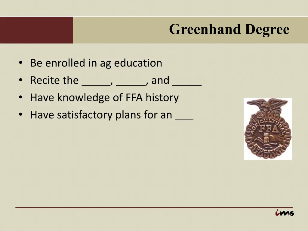 greenhand degree