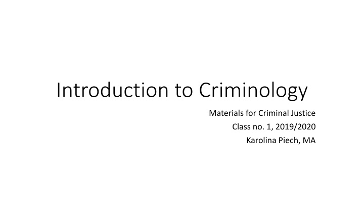 introduction to criminology