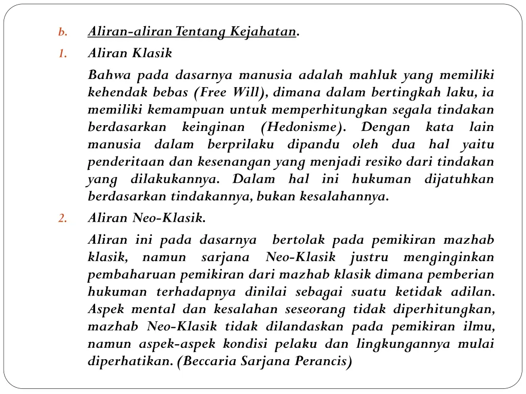 aliran alirantentang kejahatan aliran klasik